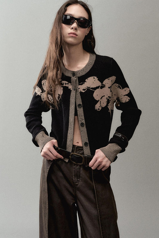 Autumn Jacquard Knitted Cardigan