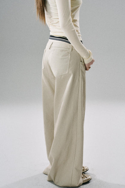 Slim Fit Panel Wide-Leg Trousers