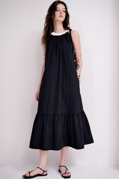 Satin Patchwork Midi Dress