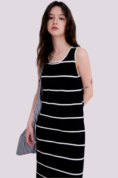Crochet Lace Striped Dress