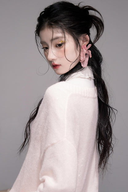 Star Pink V-Collar Sweater