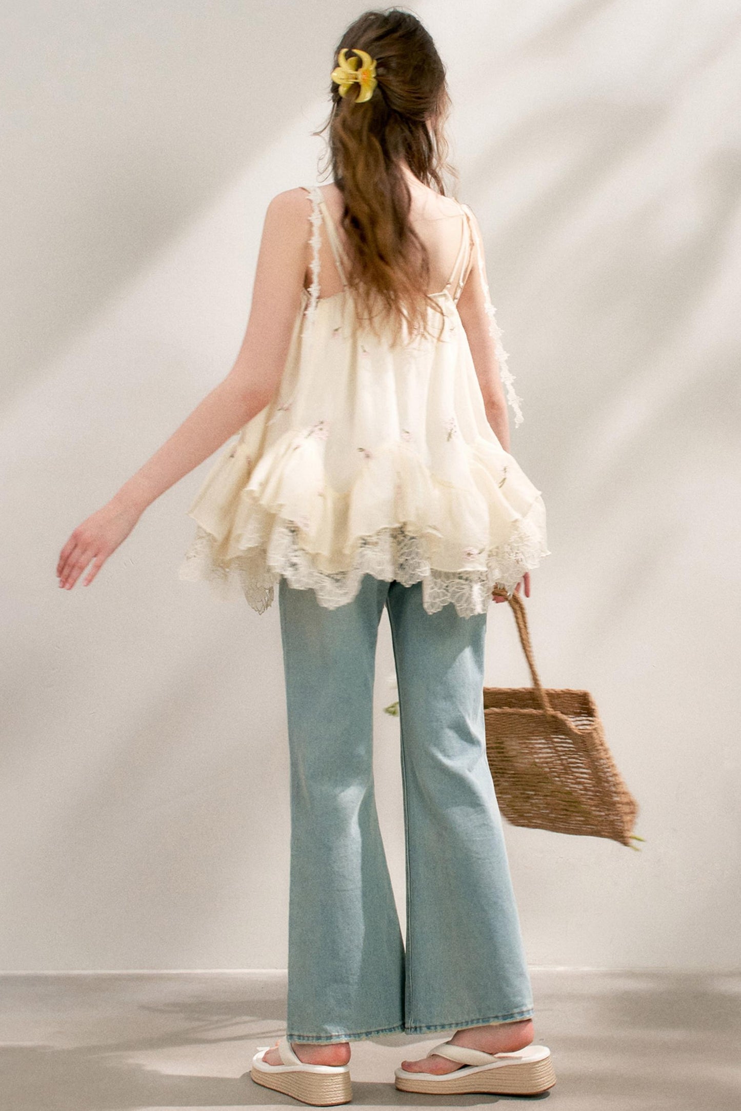 French Lace Flare Jeans