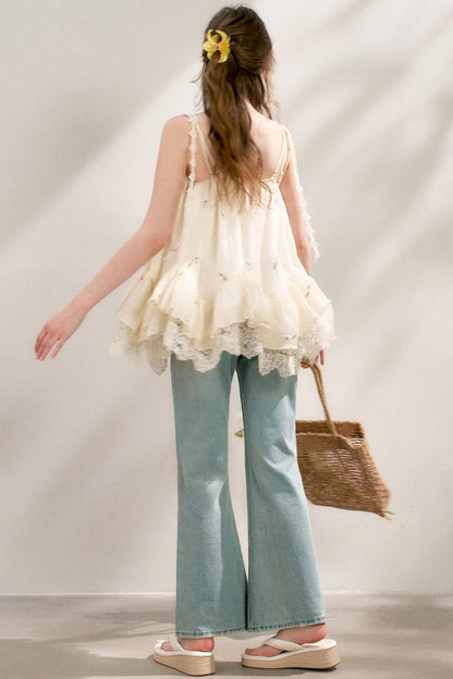 French Lace Flare Jeans