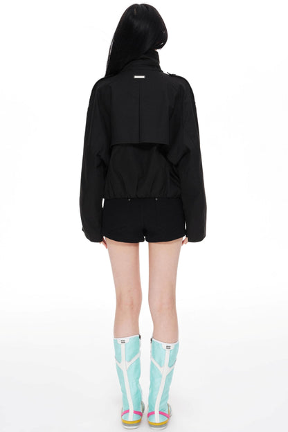 Stand Collar Turtleneck Trench Coat