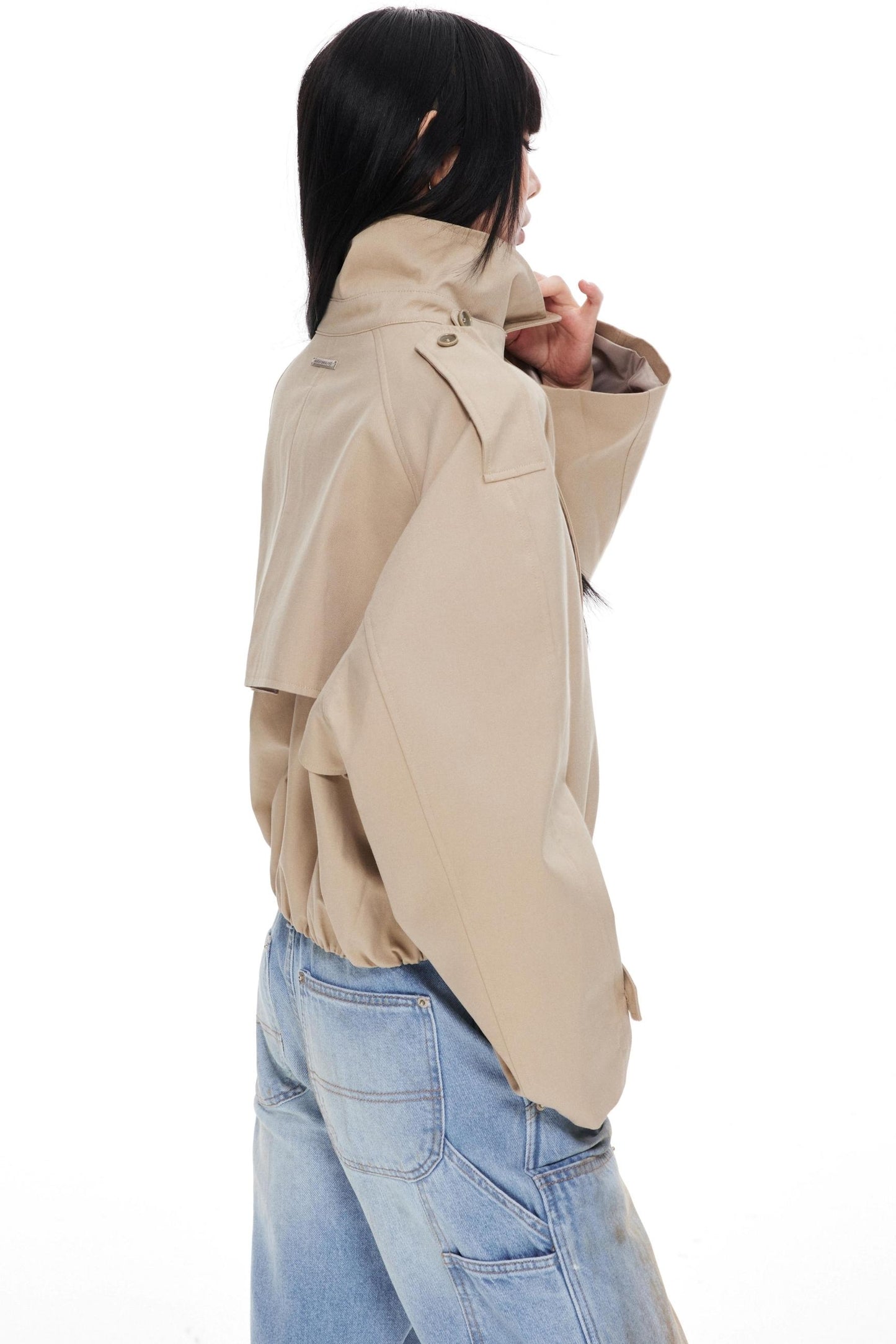 Stand Collar Turtleneck Trench Coat