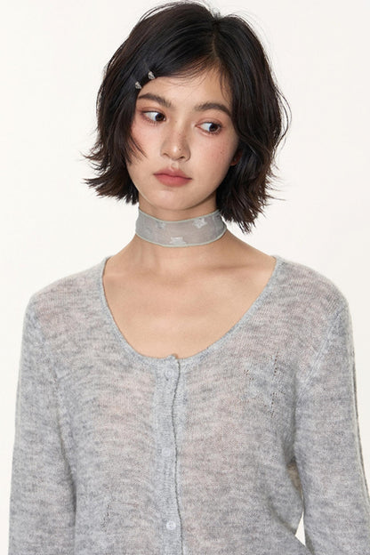 Star Jacquard Knit Cardigan Top