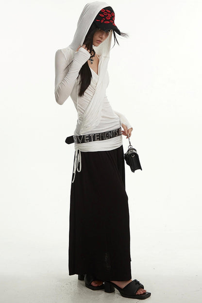 Hip Covering A-Line Long Skirt
