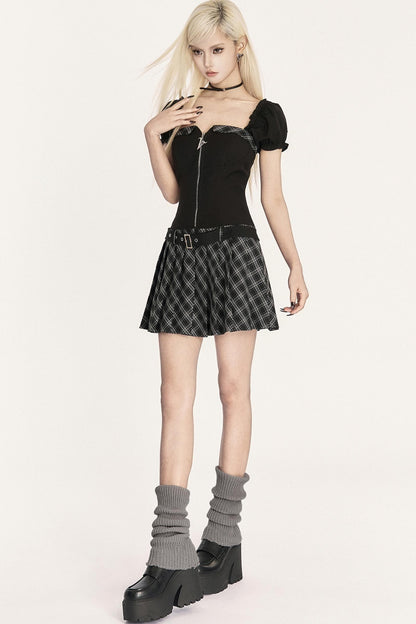 Dark Pleated One-Shoulder Dress