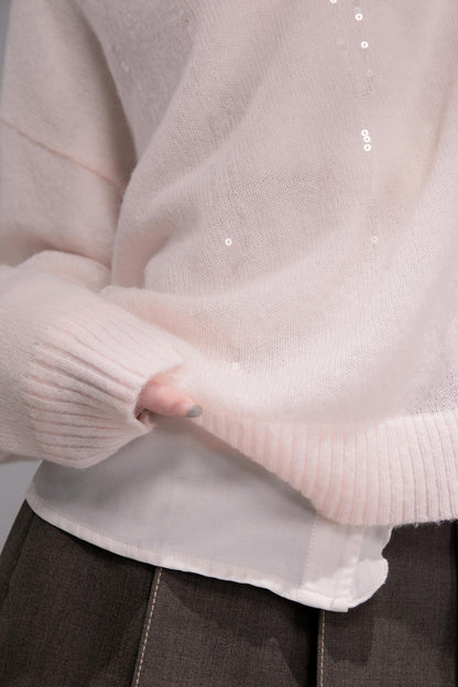 Star Pink V-Collar Sweater