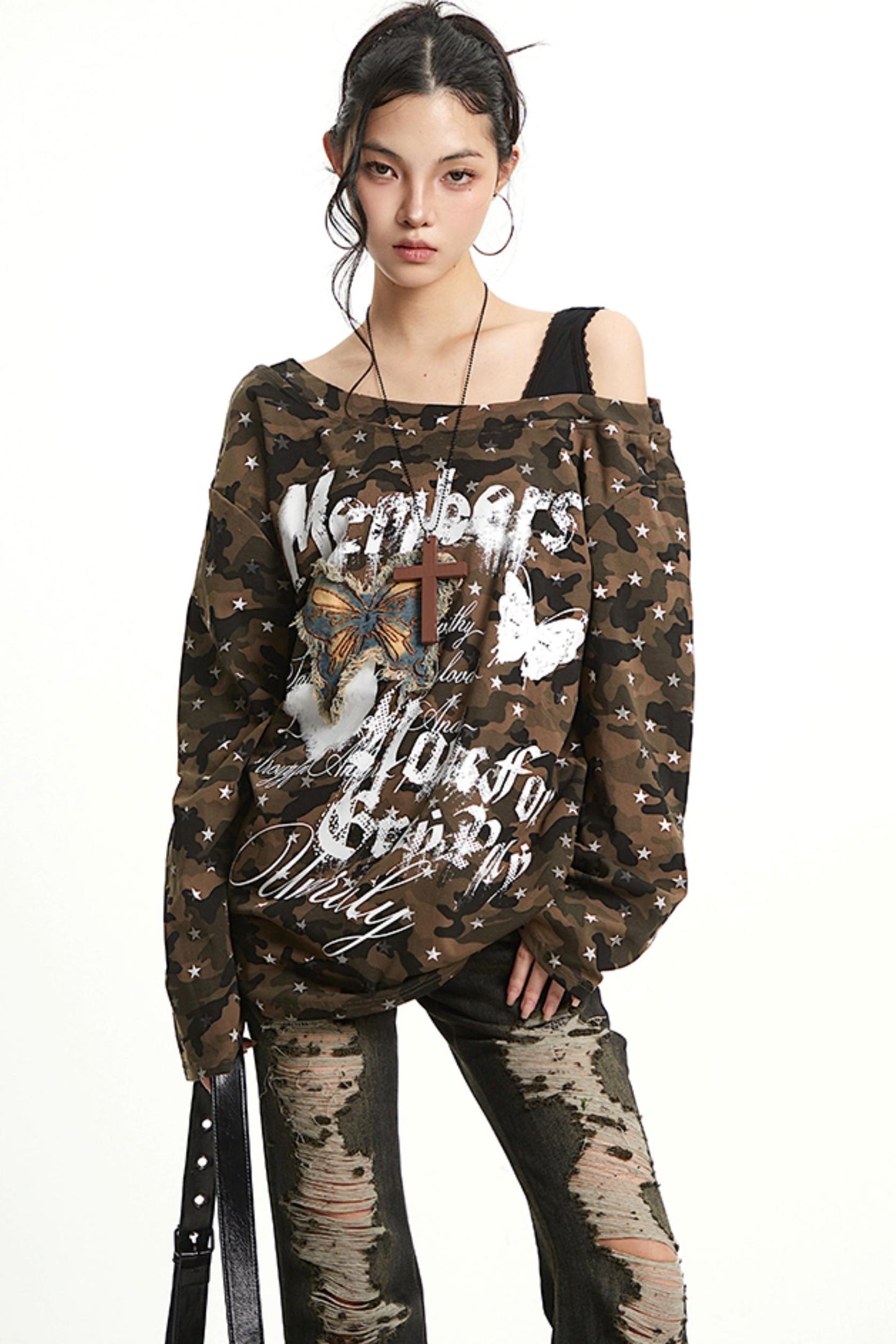 Butterfly Patch Long Sleeve Top