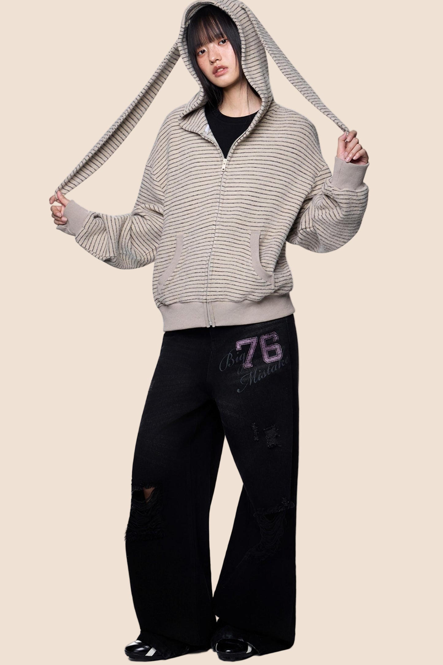 Distressed Ripped American Vintage Straight Pants