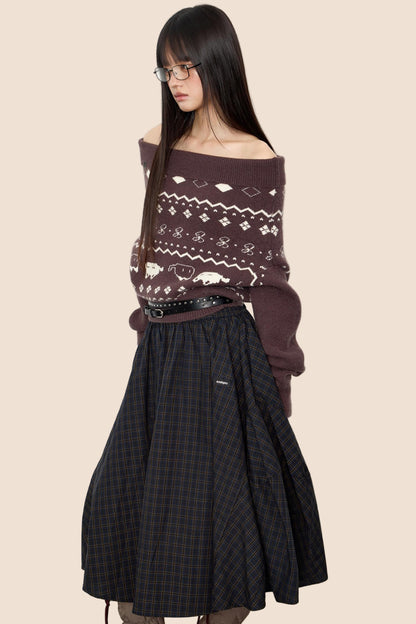 Vintage Lazy Shoulder Sweater