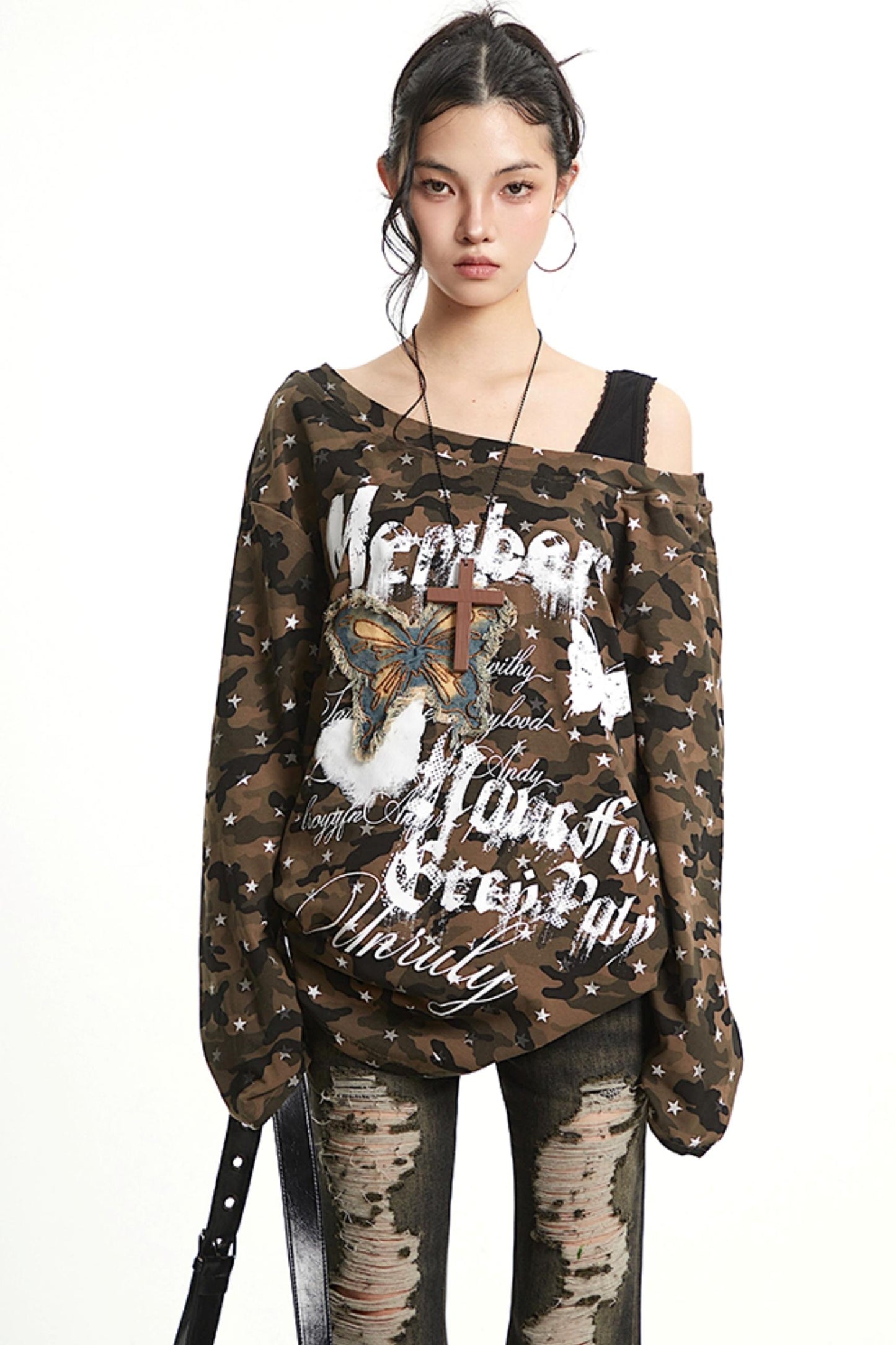 Butterfly Patch Long Sleeve Top