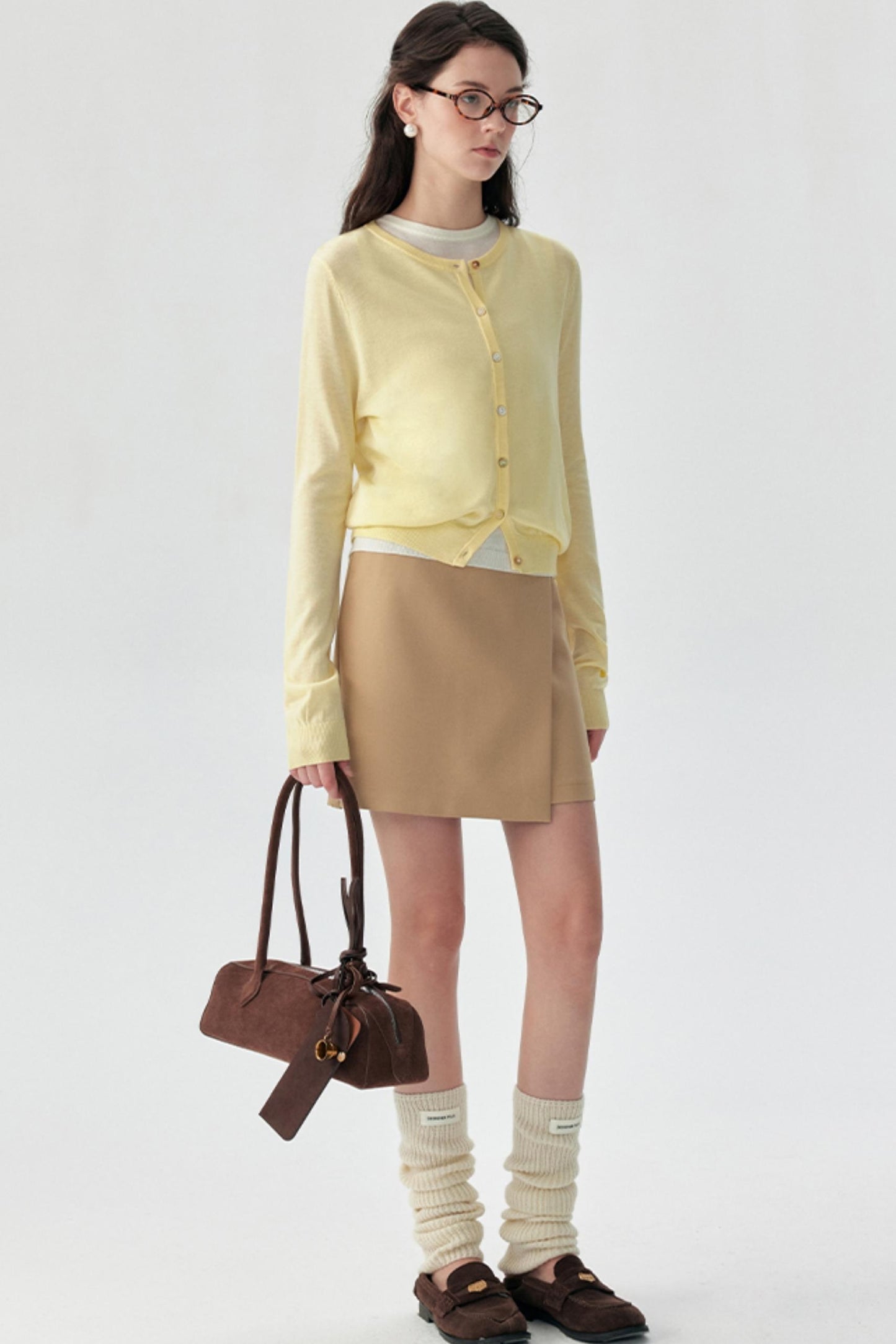 Designer Khaki A-Line Skirt