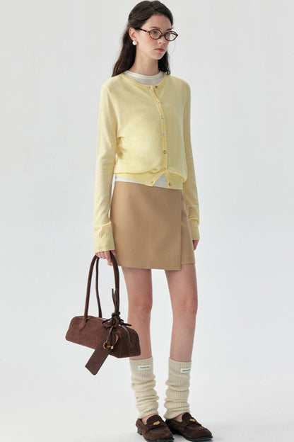 Designer Khaki A-Line Skirt