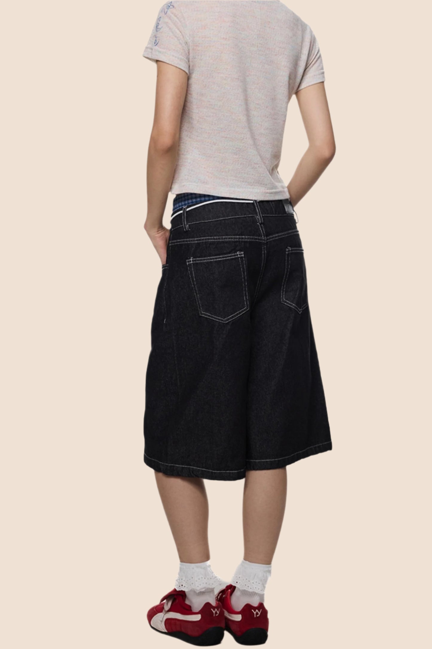 Retro Plaid Wide-Leg Summer Jeans