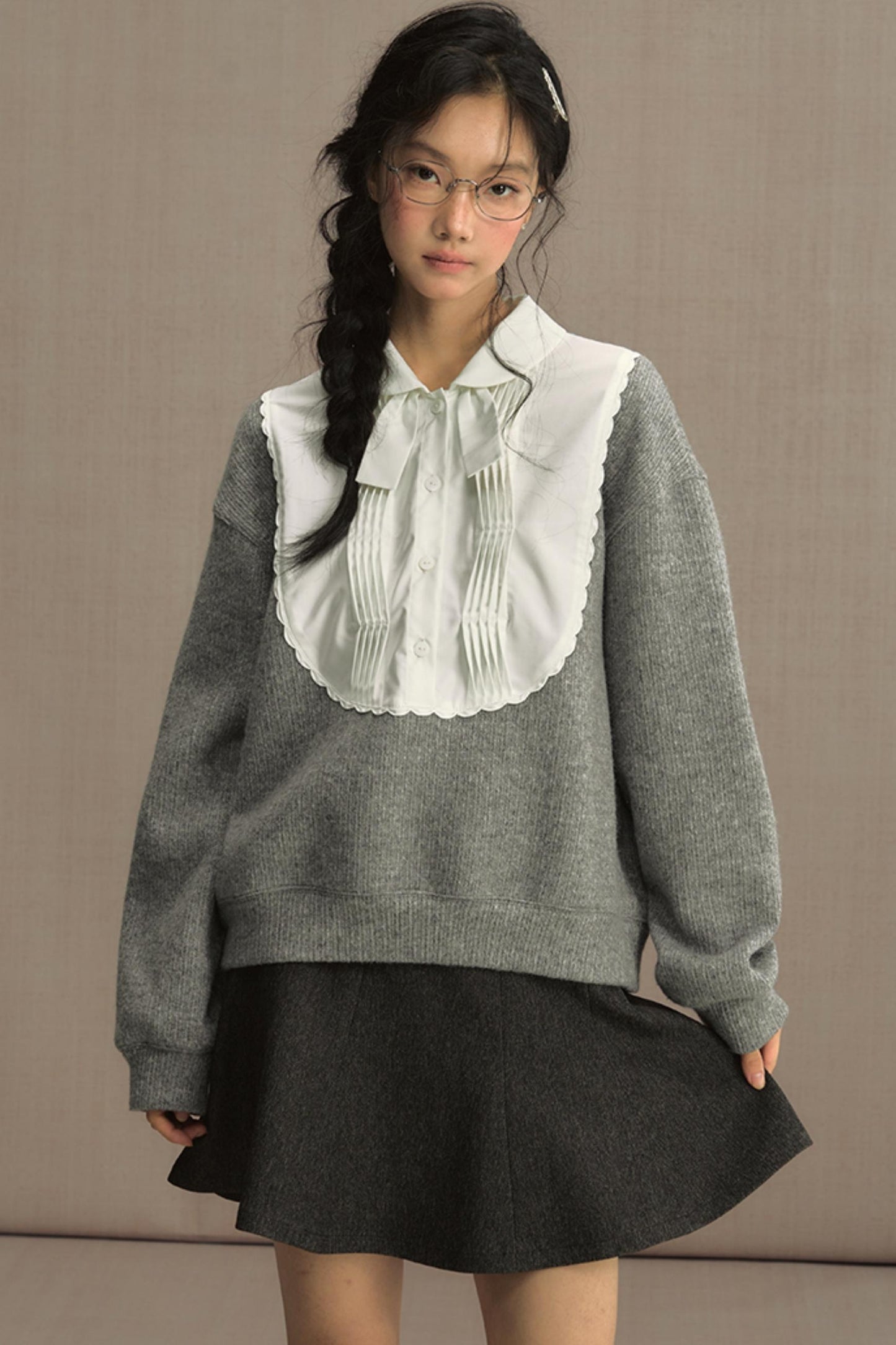 Fake Two-Piece Doll Collar Sweatshirt