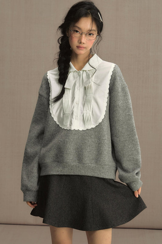 Fake Two-Piece Doll Collar Sweatshirt