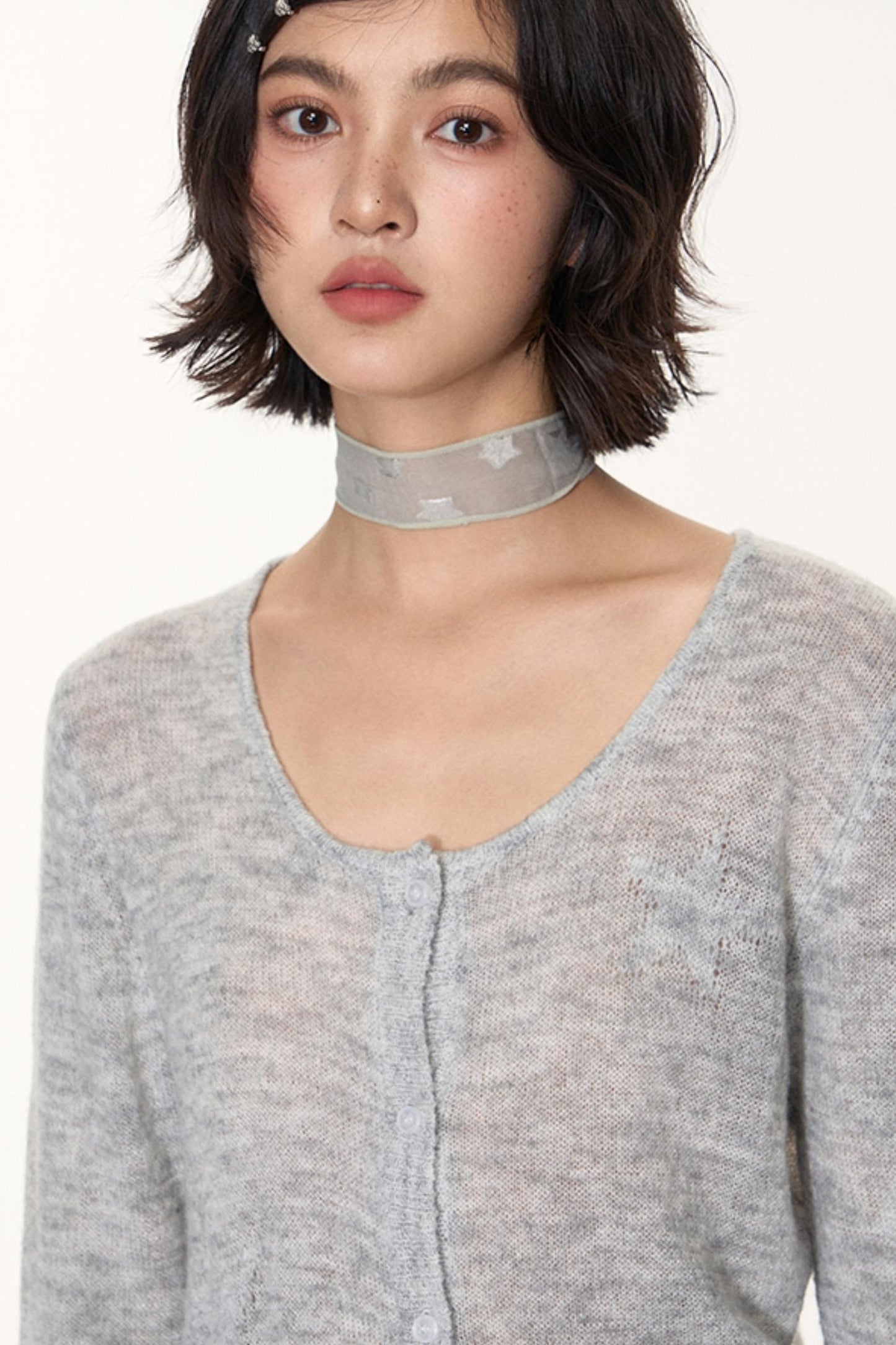 Star Jacquard Knit Cardigan Top