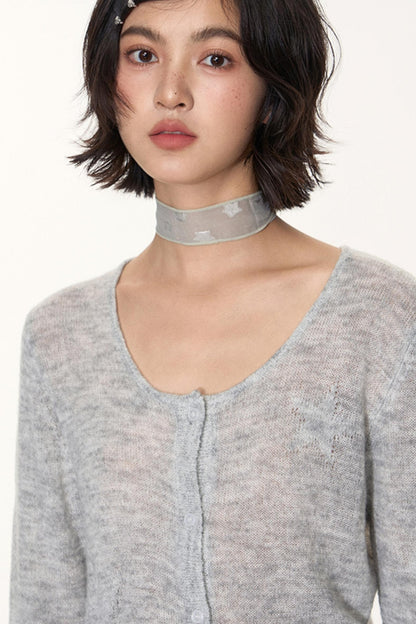 Star Jacquard Knit Cardigan Top