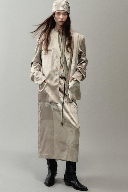 National Style Shadow Print Skirt