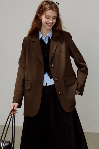 Autumn Retro Suede Blazer