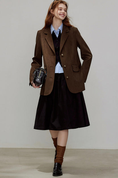 Autumn Retro Suede Blazer