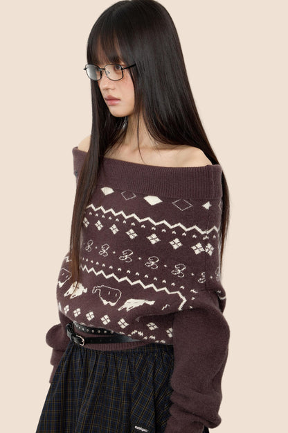 Vintage Lazy Shoulder Sweater