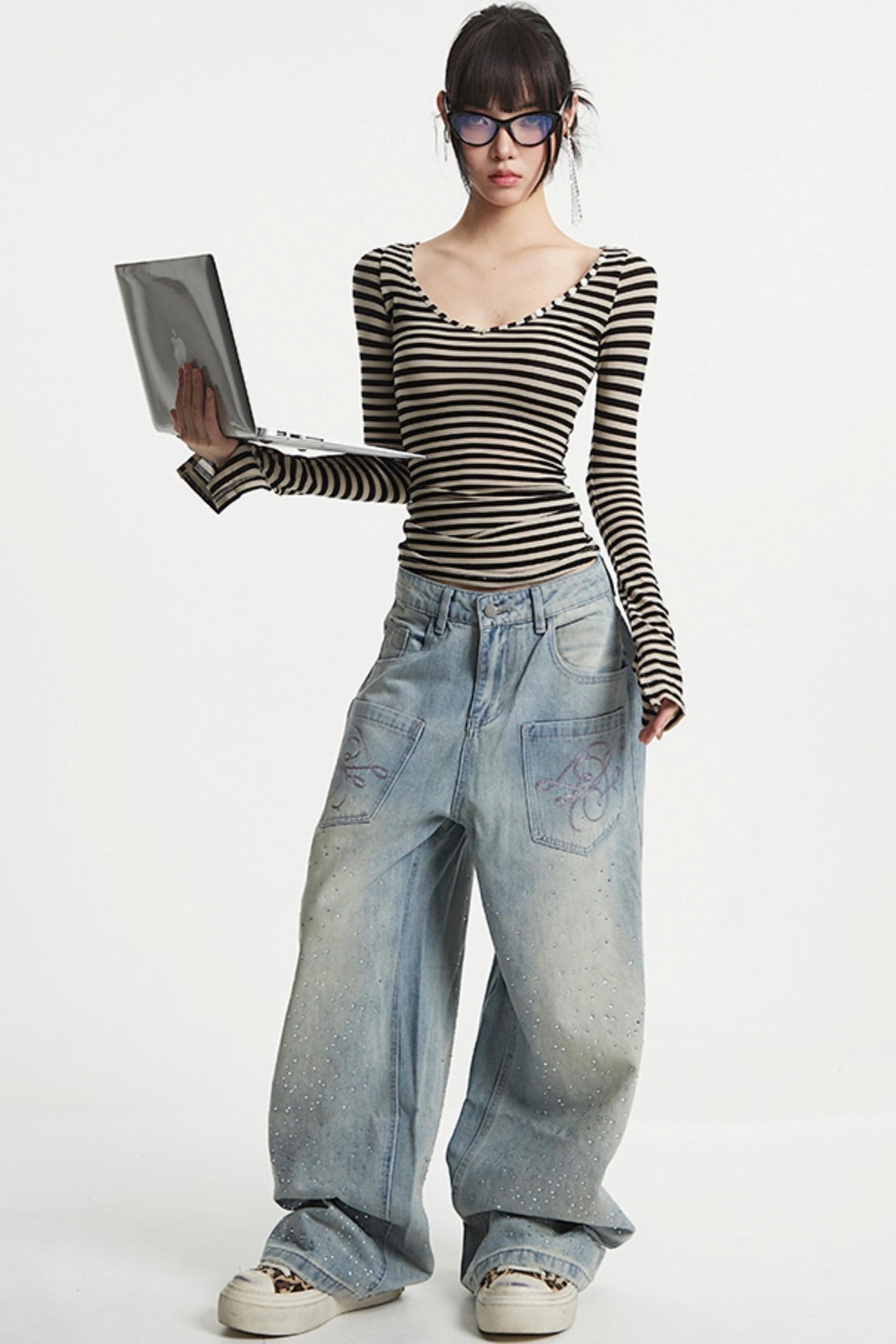 Vintage V-Neck Striped Tee