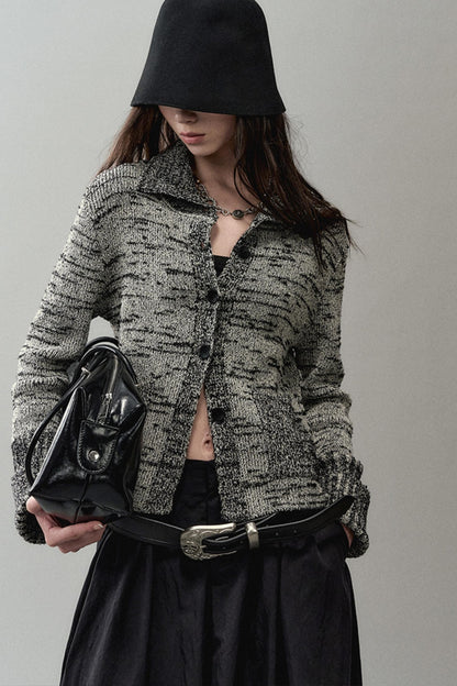 Ink Turtleneck Knitted Cardigan Jacket