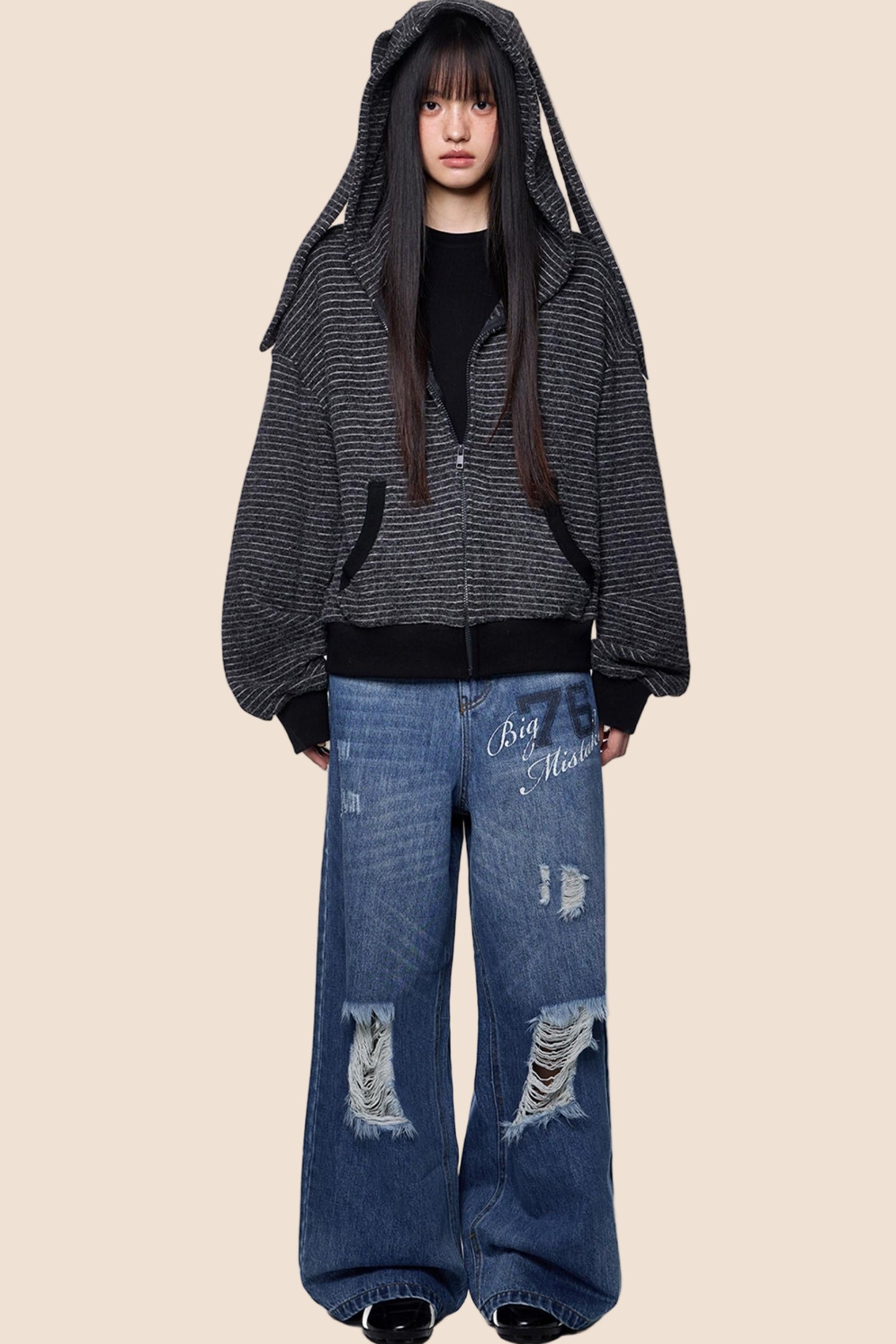 Distressed Ripped American Vintage Straight Pants