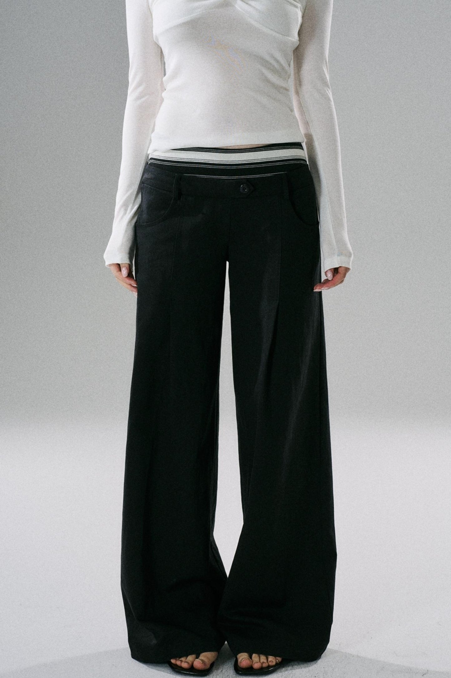 Slim Fit Panel Wide-Leg Trousers