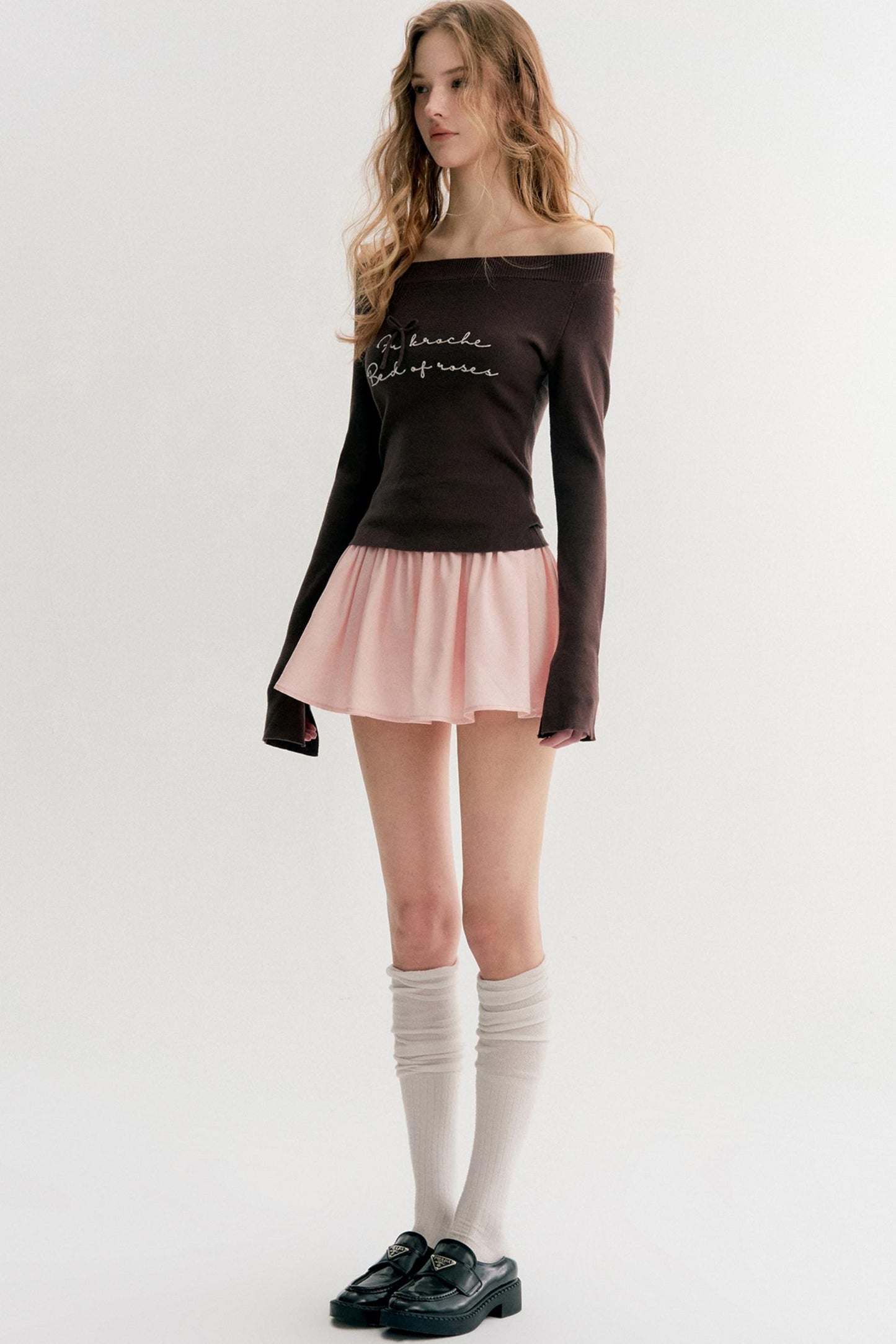 French Chain Sleeve Knit Top