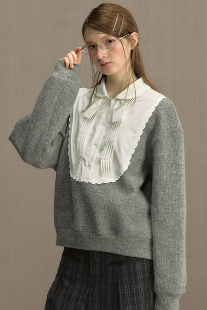 Fake Two-Piece Doll Collar Sweatshirt
