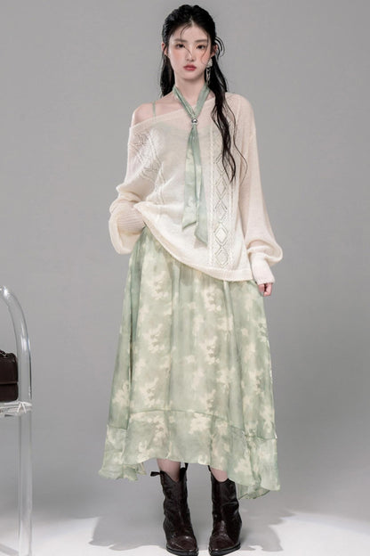 Soft Mist Bat Sleeve Pullover Sweater