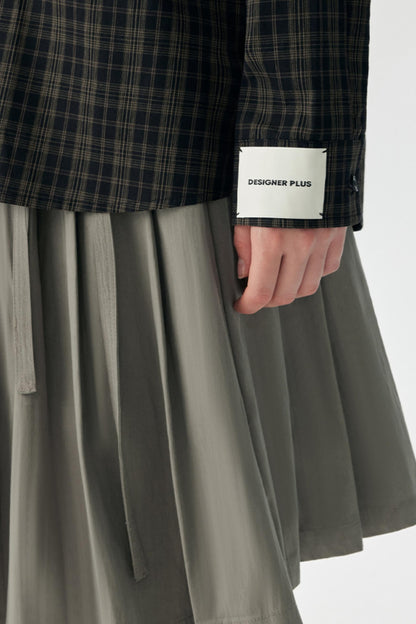 Contrast Check Hooded Shirt