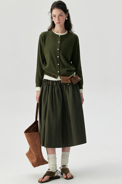 Wooden Cotton A-Line Swing Skirt