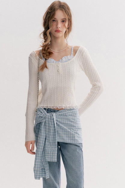 Lazy Plaid High-Waisted Bootcut Jeans