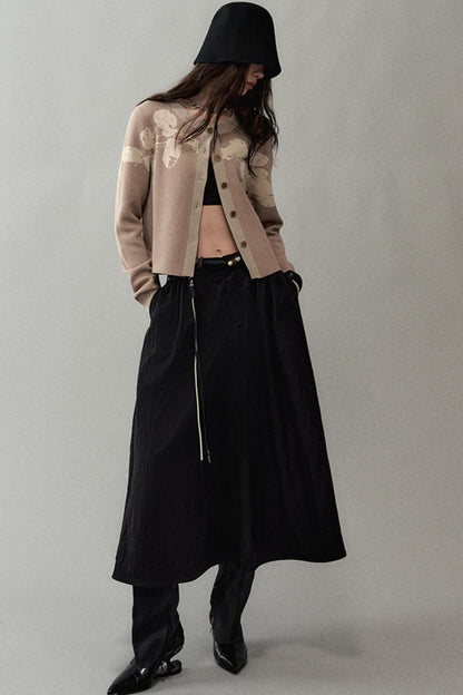 Pleated Pearlescent A-Swing Skirt