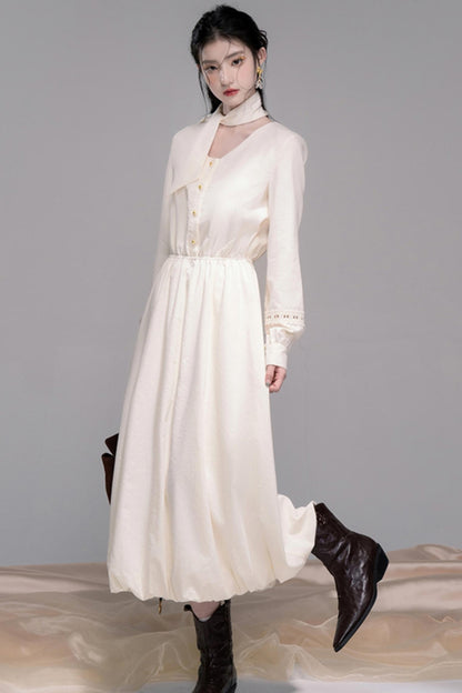 Urban Hibiscus Apricot White  Bud Dress Set-Up