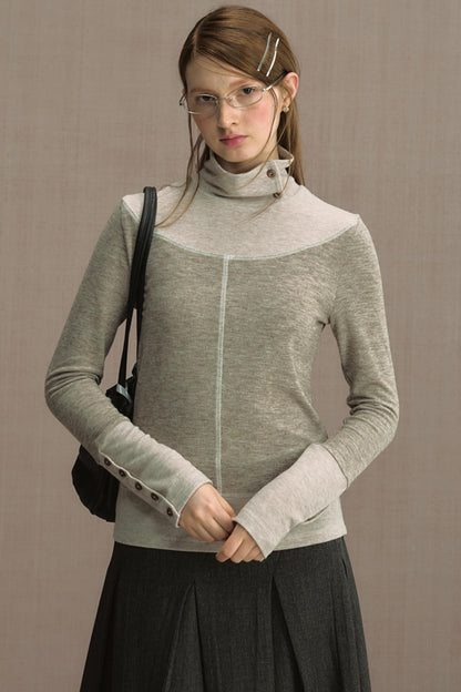 Glutinous Half-Turtleneck Knit T-shirt