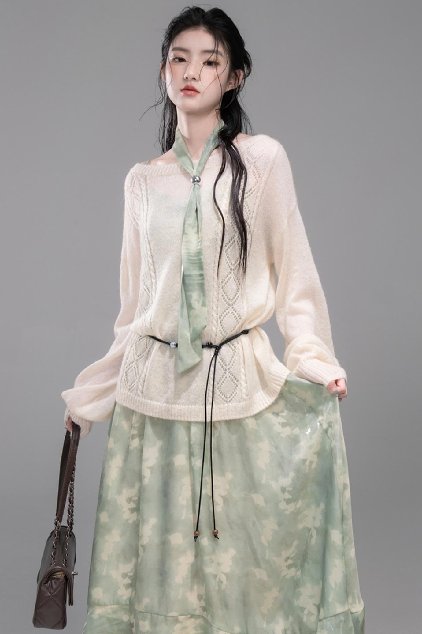 Soft Mist Bat Sleeve Pullover Sweater