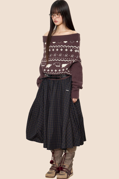 Vintage Lazy Shoulder Sweater