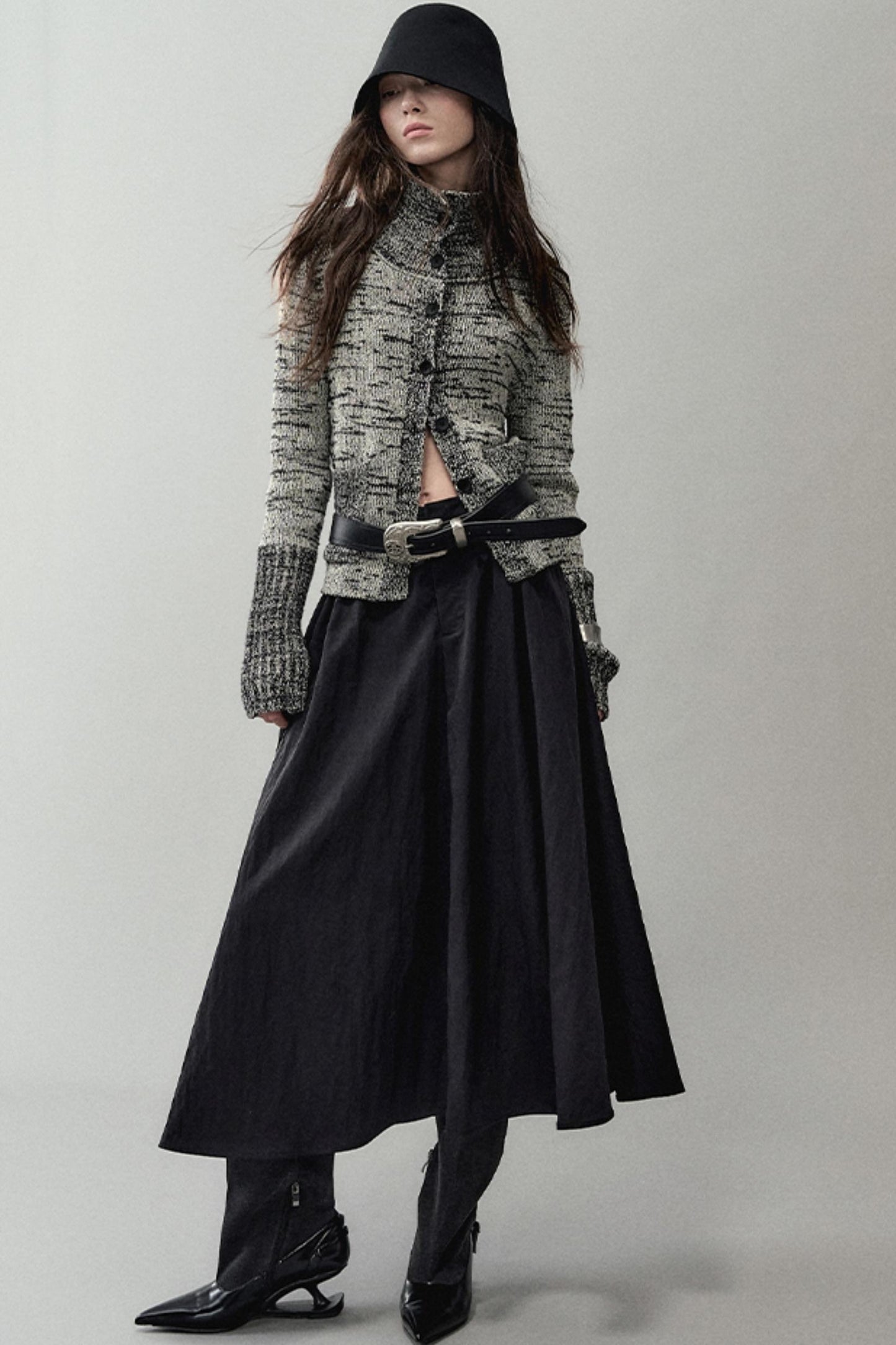 Ink Turtleneck Knitted Cardigan Jacket