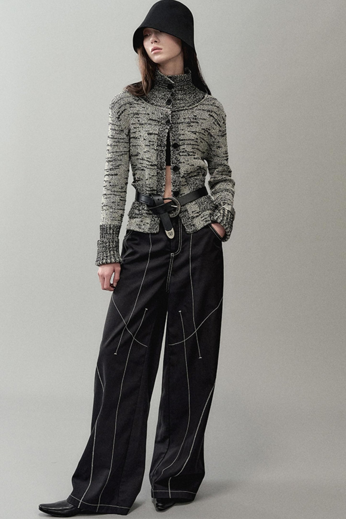 Ink Turtleneck Knitted Cardigan Jacket