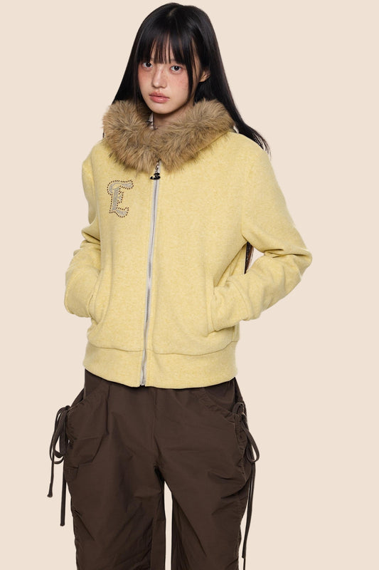 Autumn Fur Hooded Cardigan Jacket