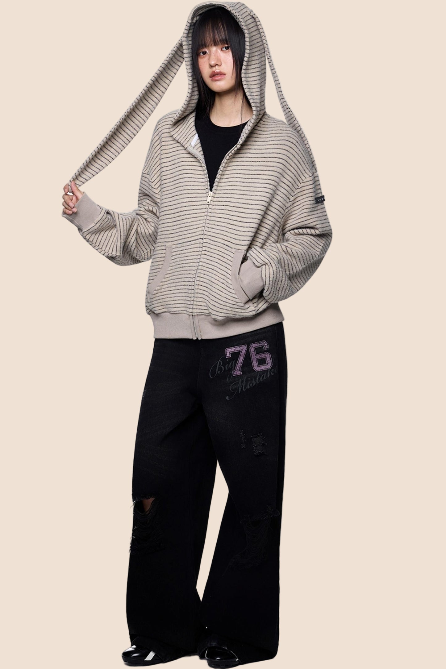 Lazy Vintage Rabbit Hooded Jacket