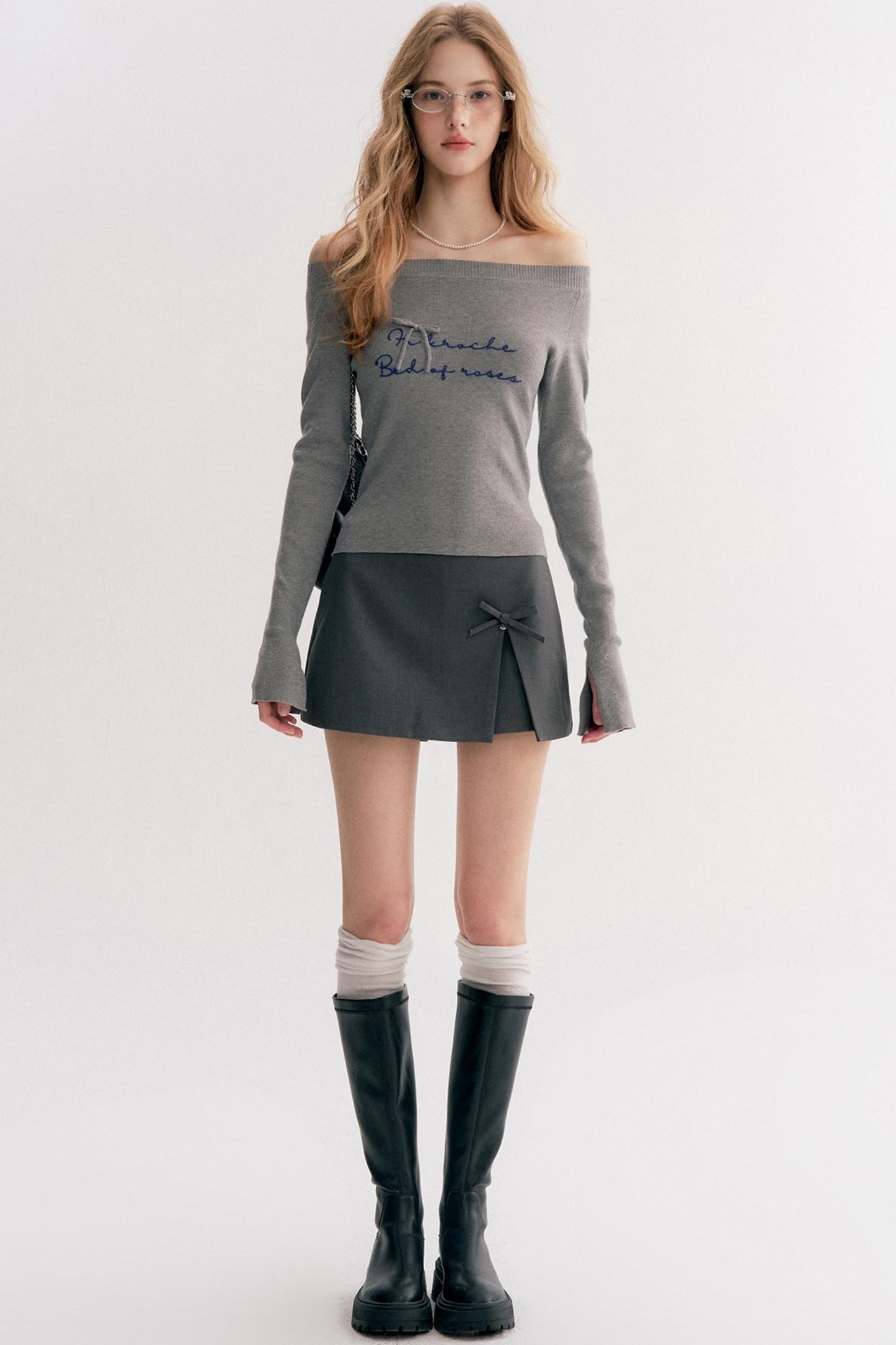 French Chain Sleeve Knit Top