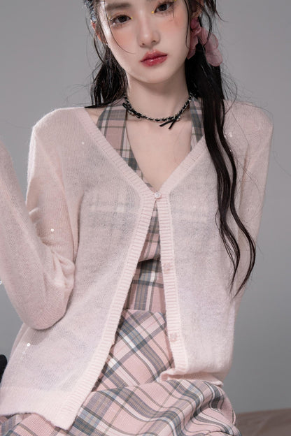 Grey Cherry Plaid Dress