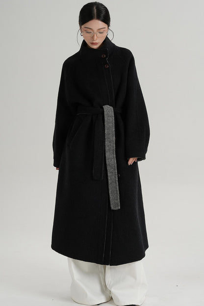 Elongated Temperament Wool Blend Coat